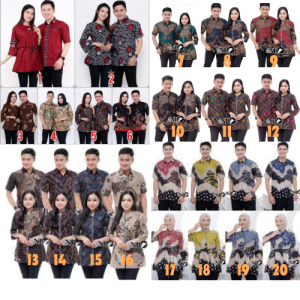 BAJU BATIK COUPLE SEPASANG PRIA & WANITA MODEL 1-20 DAN UKURAN M,L,XL,XXL