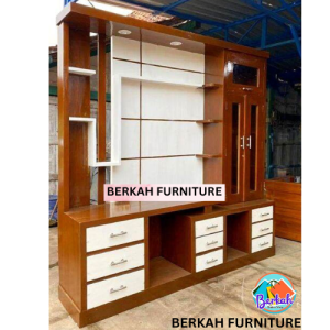 LEMARI BUFFET MINIMALIS KAYU JATI