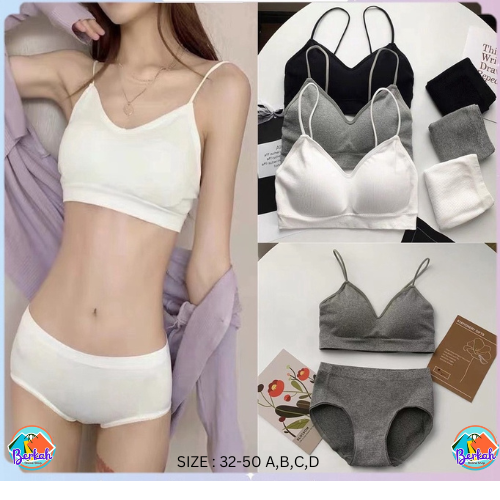 BRA sport bra double korset camisole munafie pakaian dalam wanita cewek bra cd set